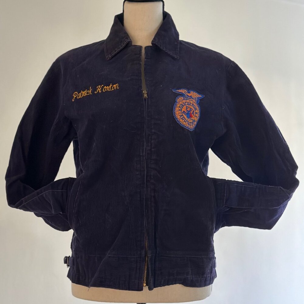 VINTAGE FFA Blue corduroy club jacket c1960-1970's size 38/SM